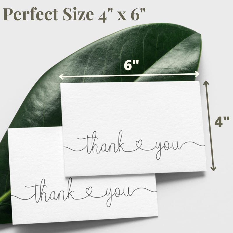 Paper Play Thank You Cards with Kraft Envelopes and Stickers, Bulk Pack of 20, 4x6 Inch Professional Looking - Suitable for Business, Baby Shower, Wedding, Small Business, Graduation, Bridal Shower, Funeral - Image 4